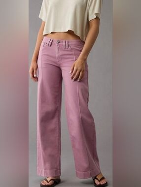 American Eagle Outfitters Mauve Wide-Leg Jeans